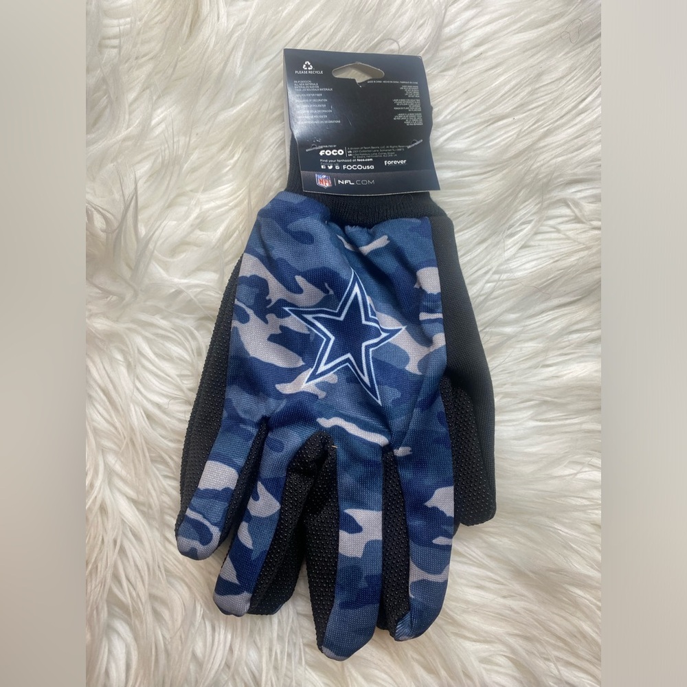 NEW Foco Dallas Cowboys Men Utility Gloves NFL Blue Camo